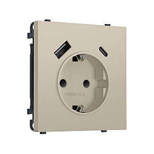 Комплект механизма электрической розетки SIGMA Кашемир 2USB A+C 20W Ambrella Volt MS350010 (SP3500, PR160)