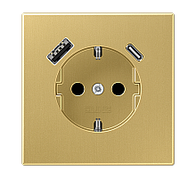 Розетка SCHUKO с USB-зарядным устройством, тип A + тип С; латунь Classic Jung ME1520-15CAC