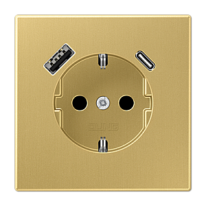 Розетка SCHUKO с USB-зарядным устройством, тип A + тип С; латунь Classic Jung ME1520-15CAC