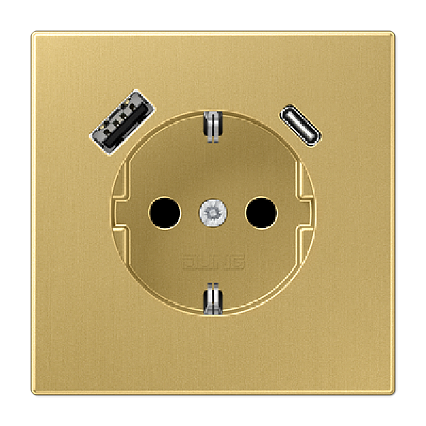 Розетка SCHUKO с USB-зарядным устройством, тип A + тип С; латунь Classic Jung ME1520-15CAC