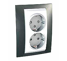 Розетка двойная Schneider Electric Unica с/з со шторками 10A 250V MGU63.067.824