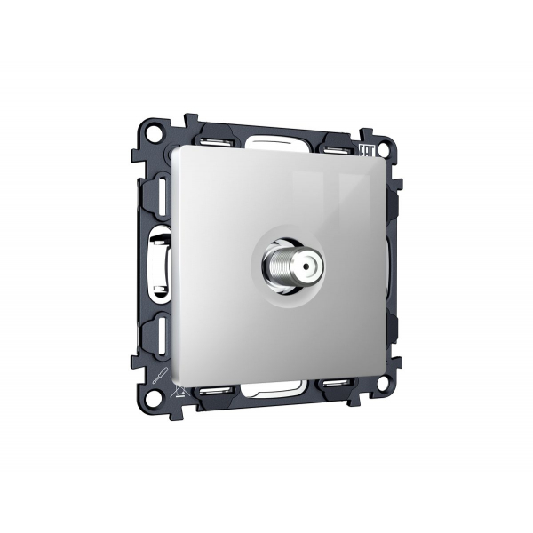 Комплект механизма TV розетки SAT 5-2400MHz 3.5dB Alfa Серебро глянец Quant Ambrella Volt MA413050 (AP4130, VM215)