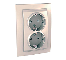 Розетка двойная Schneider Electric Unica с/з со шторками 10A 250V MGU23.067.25D