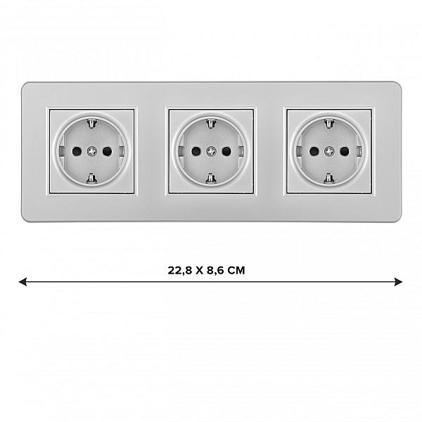 Розетка тройная (трехпостовая) с/з и шторками Arte Milano SET16-3-40-1x3 silver