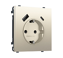 Комплект механизма электрической розетки SIGMA Шёлк 2USB A+C 20W Ambrella Volt MS550010 (SP5500, PR160)