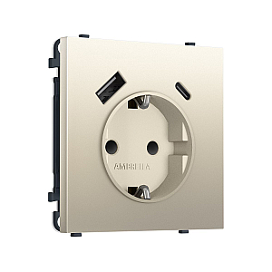 Комплект механизма электрической розетки SIGMA Шёлк 2USB A+C 20W Ambrella Volt MS550010 (SP5500, PR160)