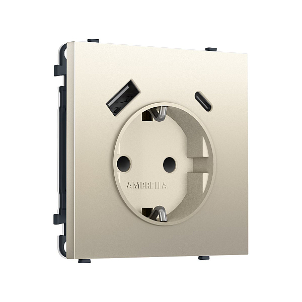 Комплект механизма электрической розетки SIGMA Шёлк 2USB A+C 20W Ambrella Volt MS550010 (SP5500, PR160)