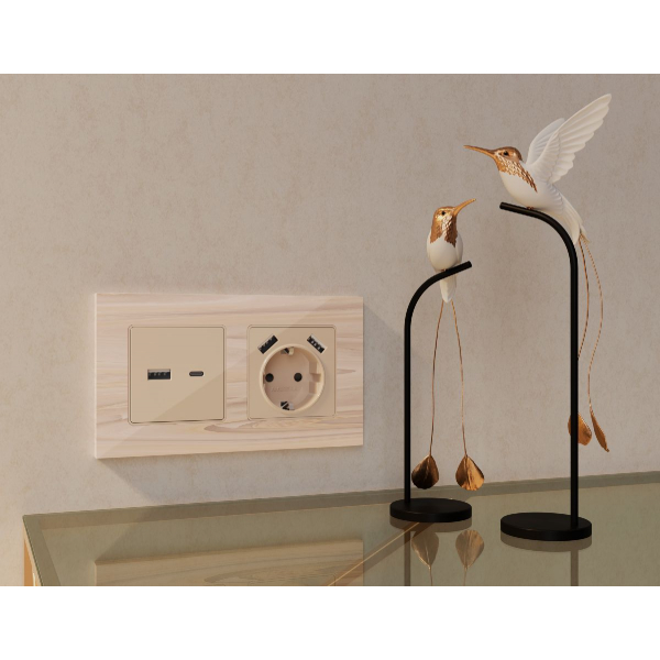 Комплект механизма розетки 2USB A+C 20W (быстрая зарядка) Ambrella Volt Alfa MA311010 Комплект механизма розетки 2USB A+C 20W (быстрая зарядка) Ambrella Volt Alfa MA311010