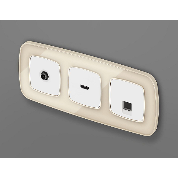Комплект механизма компьютерной розетки Ambrella Volt RJ-45 (8P8C) CAT6A экранированной с автоматической защитной шторкой OMEGA MO132005 Белый матовый QUANT