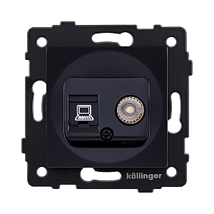 Розетка двойная TV (мама) + RJ45 Cat.6, черный Kollinger REA-012BK для Aspekt, Eleganz, Reflex