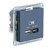 USB Розетка A + тип-C 45W высокоскор.заряд. QC,PD, мех. Systeme Electric AtlasDesign Грифель ATN000729
