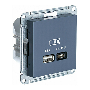 USB Розетка A + тип-C 45W высокоскор.заряд. QC,PD, мех. Systeme Electric AtlasDesign Грифель ATN000729