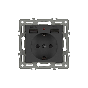 Механизм розетки с USB зарядкой Arlight SCT-MUAA-PL-BK (250V, 16A) 043734
