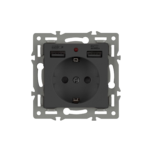 Механизм розетки с USB зарядкой Arlight SCT-MUAA-PL-BK (250V, 16A) 043734