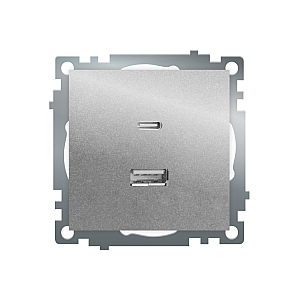 Розетка 2-местная USB + type C Stekker Катрин GLS10-7116-03 50054