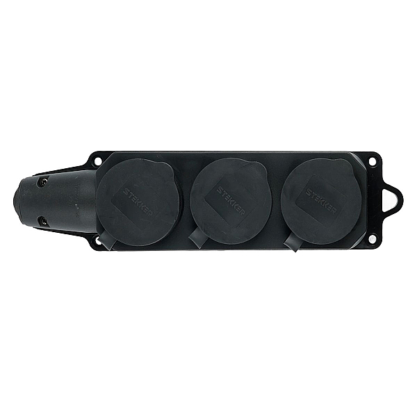 Розетка тройная переносная 2P+PE Stekker Одри с крышкой черный RST16-23-44 32739