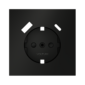 Накладка для розетки с заземлением и защитными шторками, с USB A+C Voltum S70 (черный матовый) VLS001008