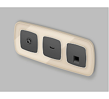 Комплект механизма компьютерной розетки Ambrella Volt RJ-45 (8P8C) CAT6A экранированной с автоматической защитной шторкой OMEGA MO912005 Графит soft touch QUANT (OP9120, VM185)
