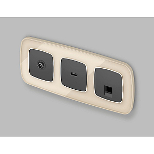 Комплект механизма компьютерной розетки Ambrella Volt RJ-45 (8P8C) CAT6A экранированной с автоматической защитной шторкой OMEGA MO912005 Графит soft touch QUANT (OP9120, VM185)