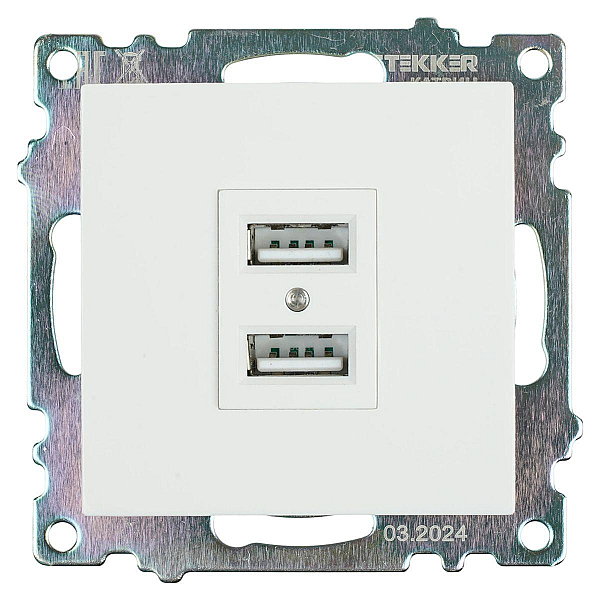 Розетка 2хUSB Stekker Катрин белый GLS10-7115-01 39686