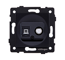 Розетка двойная спутниковая SAT + RJ45 Cat.6, черный Kollinger REA-014BK для Aspekt, Eleganz, Reflex