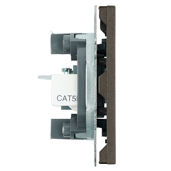 Розетка TV + компьютерная RJ-45 (механизм), Stekker Эмили, RST00-5106-09, антрацит, soft touch 49924
