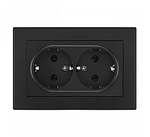 Розетка двойная с/з и шторками Arte Milano SET06-double-40-2 black