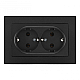 Розетка двойная с/з и шторками Arte Milano SET06-double-40-2 black