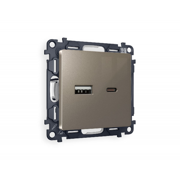 Комплект механизма розетки 2USB A+C 20W (быстрая зарядка) Ambrella Volt Alfa MA641010 Комплект механизма розетки 2USB A+C 20W (быстрая зарядка) Ambrella Volt Alfa MA641010