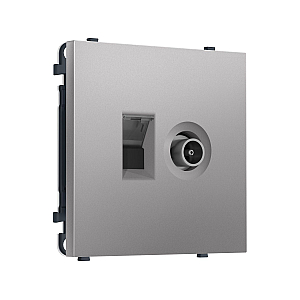 Комплект механизма розетки компьютерной + TV оконечной SIGMA Сталь матовый RJ-45 Ambrella Volt MS512510 (SP5125, PR195)