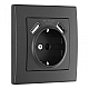 Комплект розетки с/з и шторками + USB и рамкой Arte Milano SET06-1-47-1 black