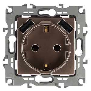 Розетка 2P+E со шторками с 2xUSB Эра 12-4109-13 Б0047847