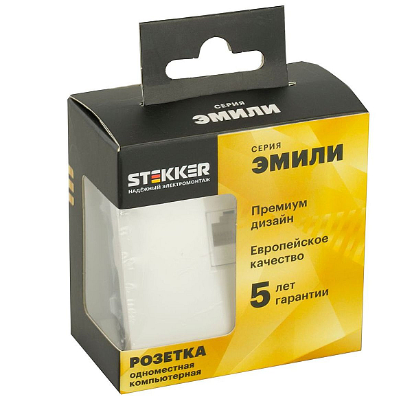 Розетка компьютерная RJ-45 Stekker Эмили белый фарфор RST00-5117-01 49873