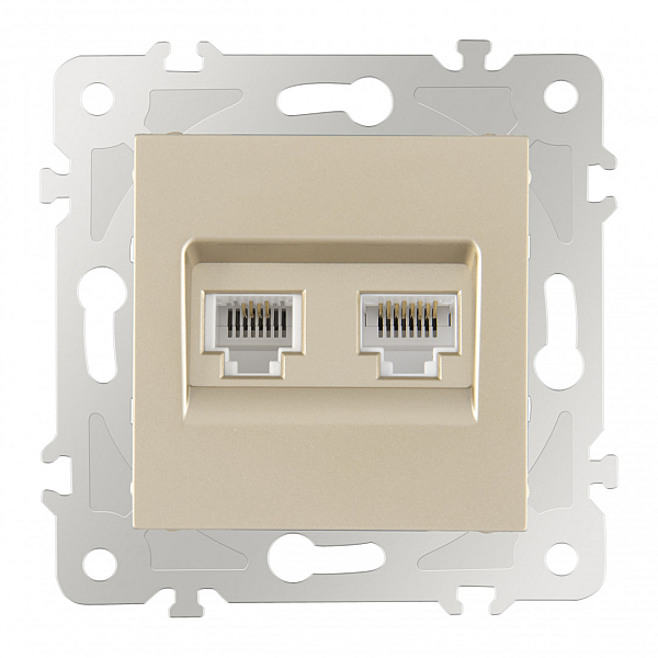 Розетка телефонная RJ11 + компьютерная RJ45 Arte Milano 203.44-1.shampan