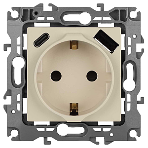 Розетка со шторками с USB type-A+C Эра 12-4108-02 Б0067731