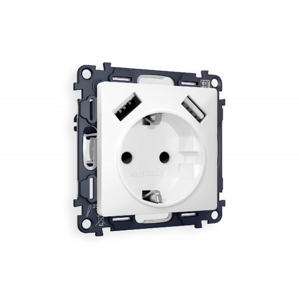 Комплект механизма розетки 2USB A+A 18W (быстрая зарядка) с/з Ambrella Volt Alfa MA129010 Комплект механизма розетки 2USB A+A 18W (быстрая зарядка) с/з Ambrella Volt Alfa MA129010