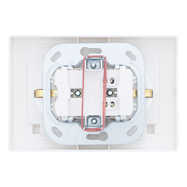 Розетка 2П+З двойная с защ. шт. и крышкой скрытой установки 16А 250В IP44, белая (керамика) 'Дельта' 477224