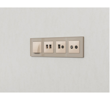 Комплект механизма розетки TV оконечной + SAT 5-862MHz 3.5dB/950-2150MHz 3.5dB Alfa Бежевый глянец Quant Ambrella Volt MA313310 (AP3133, VM217)