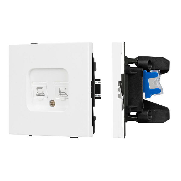 Механизм компьютерной розетки двойной Arlight SCT-TENDO-MPC2-PL-WH (RJ-45, CAT6) 054100