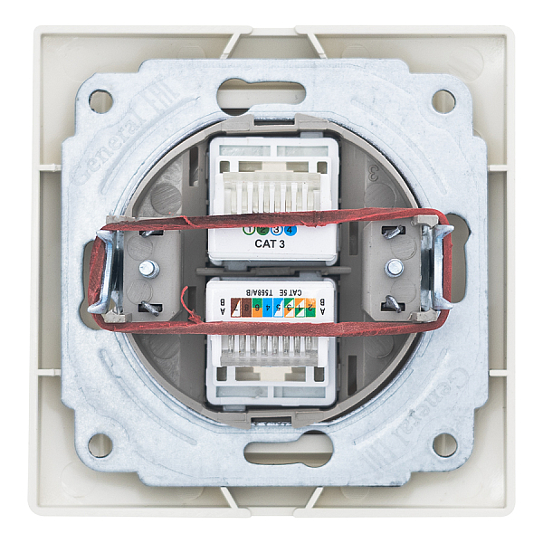 Розетка телефонная RJ11 + компьютерная RJ45 скрытой установки IP20,слоновая кость 'Дельта' General 477279