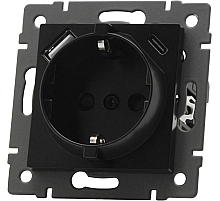 Механизм розетки с USB зарядкой Arlight SCT-MUAC-PL-BK-V (250V, 16A) 049830