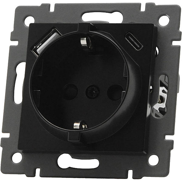 Механизм розетки с USB зарядкой Arlight SCT-MUAC-PL-BK-V (250V, 16A) 049830