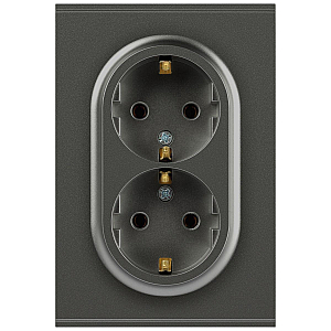 Розетка Эра Arktik 16-2105-06 двойная с заземлением 2X2P+E Schuko со шторками 16А-250В графит Б0070459