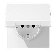 Розетка Schuko с крышкой и шторками Jung LS1520BFKIKLWWM