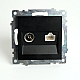 Розетка телевизионная TV + компьютерная RJ-45 Stekker Катрин GLS00-7106-05 черная 49182