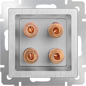 Акустическая розетка Werkel х4 серебряная рифленая WL09-AUDIOx4 4690389085024