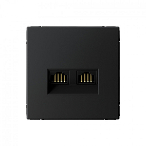 Розетка двойная компьютерная RJ45+RJ45, кат. 5е, механизм Systeme Electric ArtGallery Карбон GAL001085