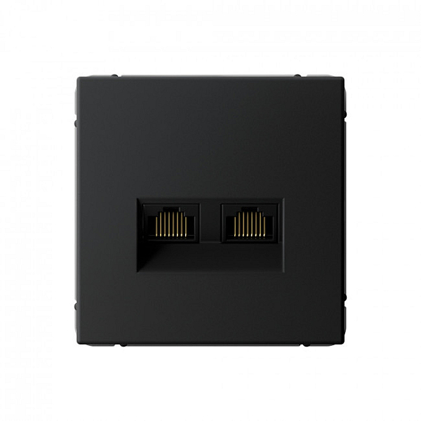Розетка двойная компьютерная RJ45+RJ45, кат. 5е, механизм Systeme Electric ArtGallery Карбон GAL001085