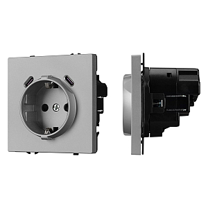 Розетка зк со шторками с USB тип C+С софт-тач никель Arlight SCT-MUCC-SFPL-IS (250V, 16A) 061817(1)