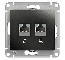 Розетка 2-ая RJ11+RJ45, кат.5E Systeme Electric Glossa Антрацит GSL000785